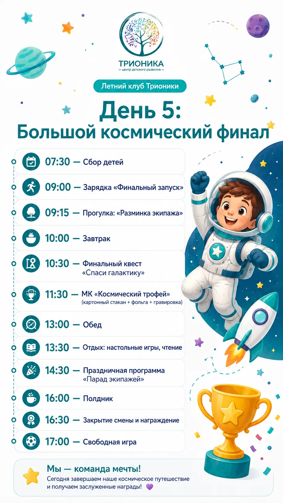 🚀 Новая космическая смена в летнем клубе «Трионики»!