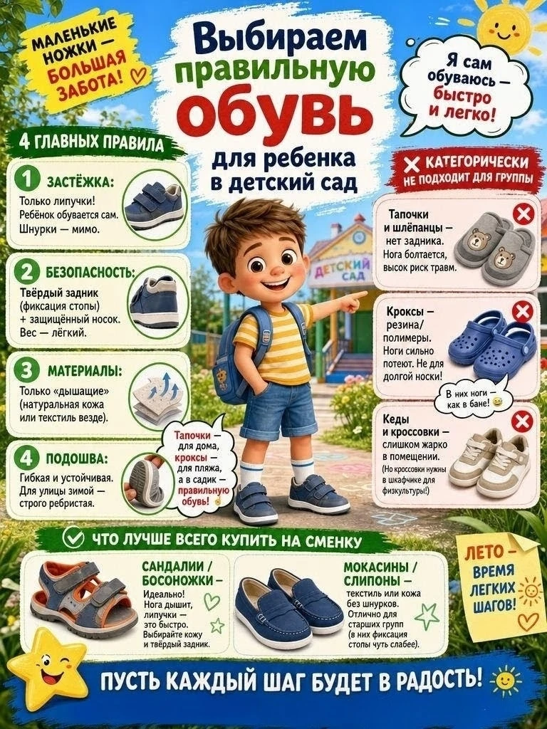 👟 Выбираем обувь в детский сад правильно!