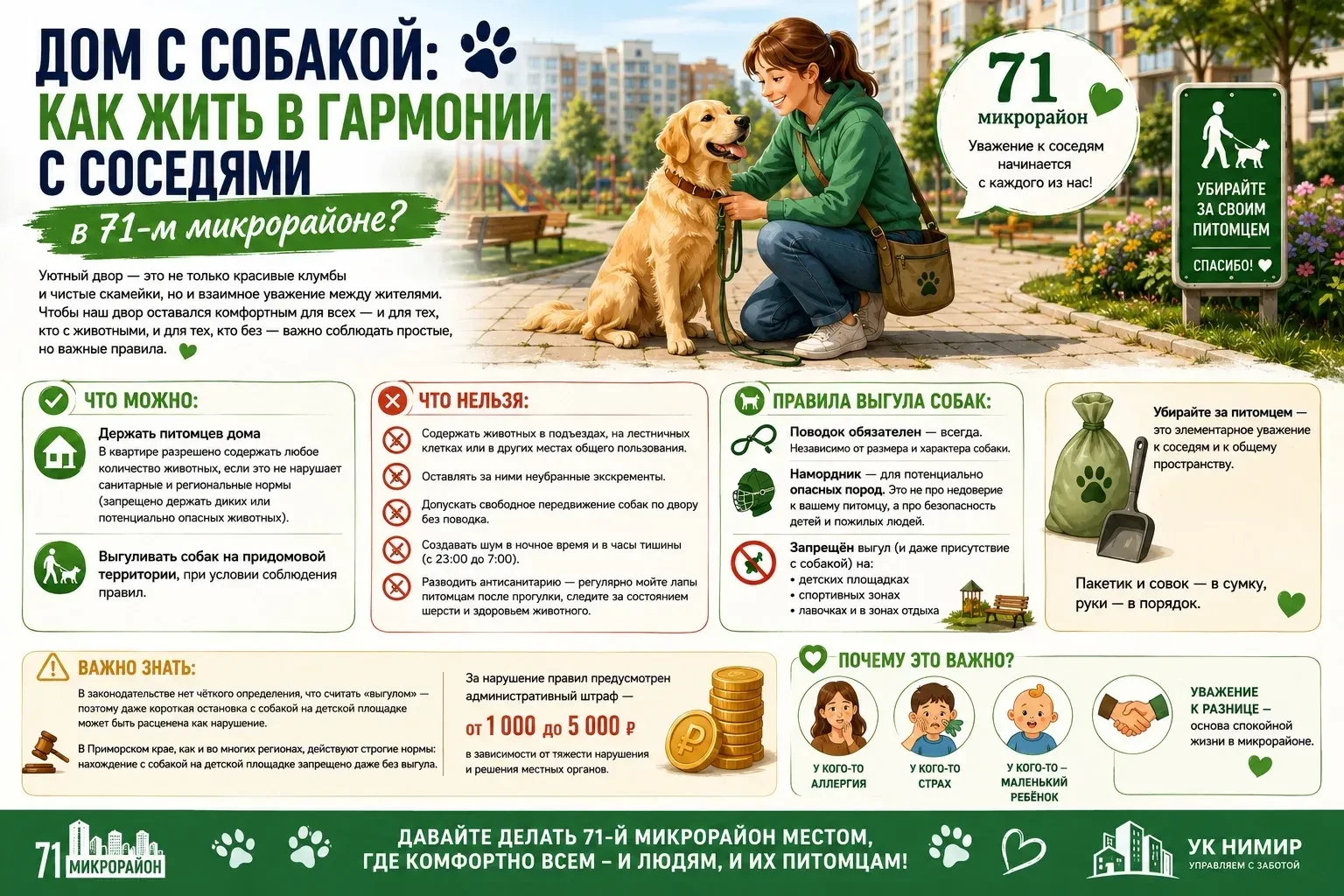 🐾 Дом с собакой: как жить в гармонии с соседями в 71-м микрорайоне? Правила выгула и с...