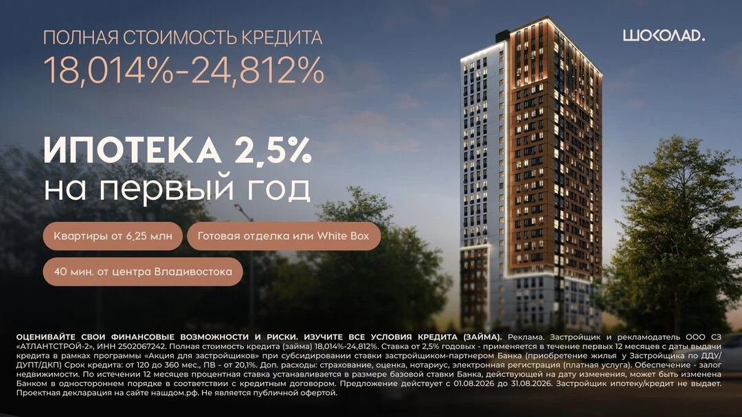 Сниженная ставка на первый год в ЖК «Шоколад»
