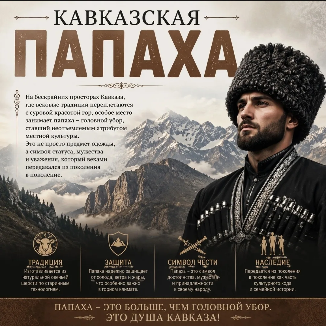 💢Папаха – традиционный головной убор на Кавказе. 

❗«Если голова цела, на ней должна быть шапка», –