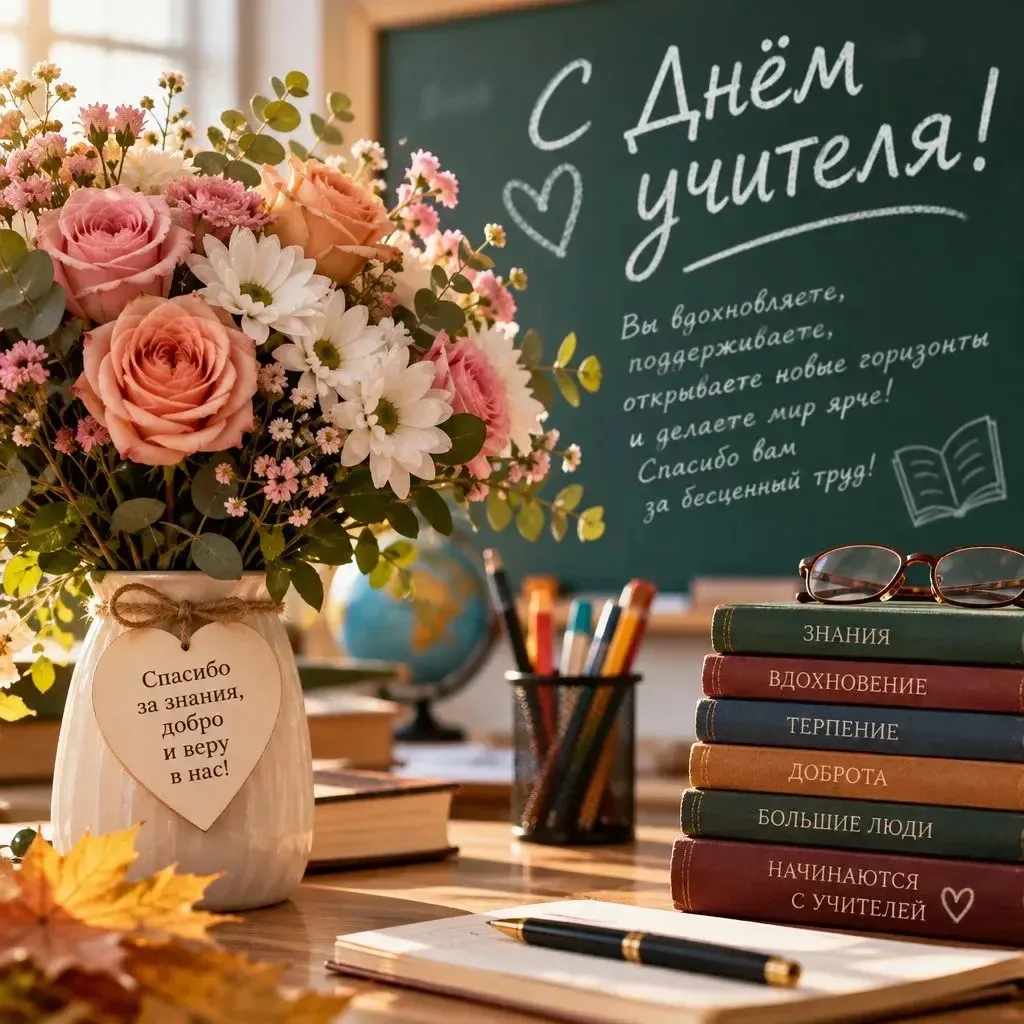 Поздравляем с Днём учителя! Желаем крепкого здоровья, неиссякаемой энергии, терпения и ...
