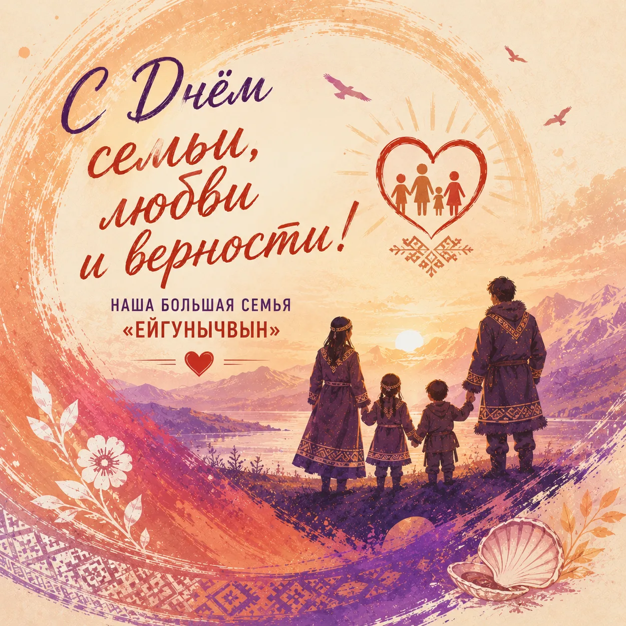 С Днём семьи, любви и верности от нашей большой семьи «Ейгунычвын»! ❤️🏔️

Дорогие друзья! Сегодня м