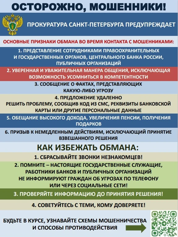 Прокуратура Петербурга рассказывает, как избежать обмана мошенников. Особые признаки обмана во время