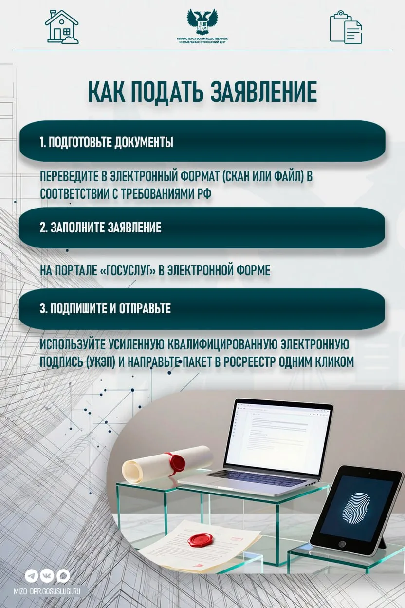 Жители ДНР могут зарегистрировать права на недвижимость, не выходя из дома  Услуга доступна для всех