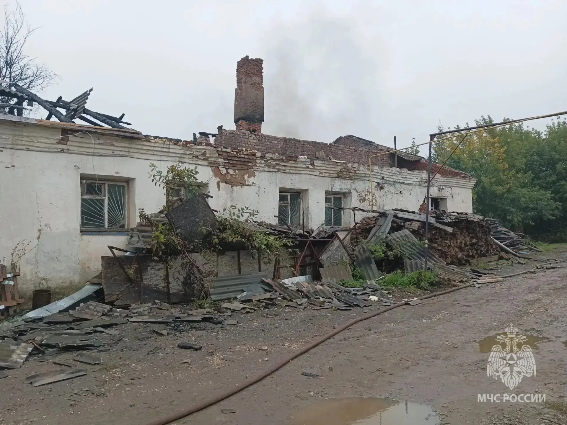 В поселке Кадошкино сгорела общественная баня на улице Терешковой. Сообщение о возгоран...