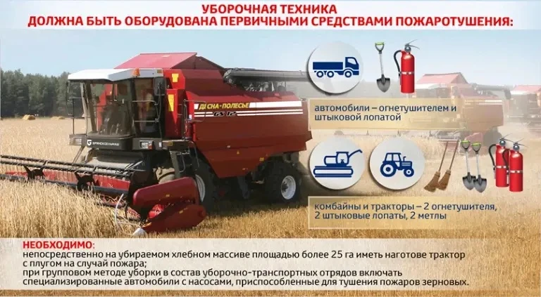 Напоминаем о правилах пожарной безопасности во время уборки зерновых культур.