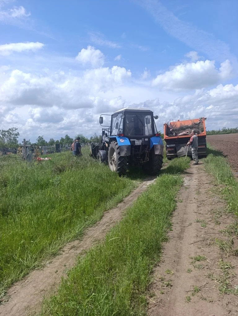 Уборка мусора на кладбище