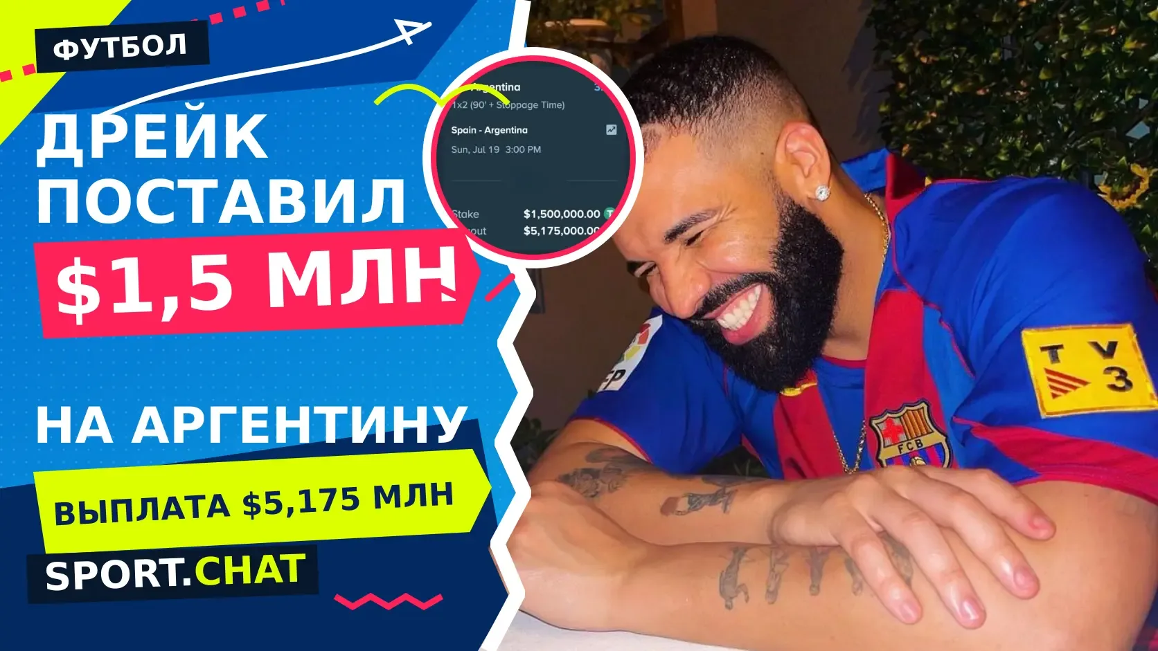 Дрейк поставил $1,5 млн на победу Аргентины в финале ЧМ-2026