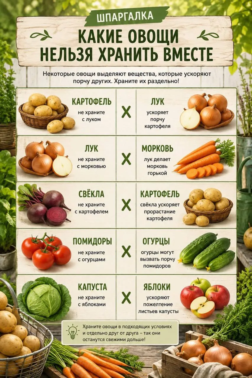 Не все овощи любят соседство друг с другом даже после сбора урожая