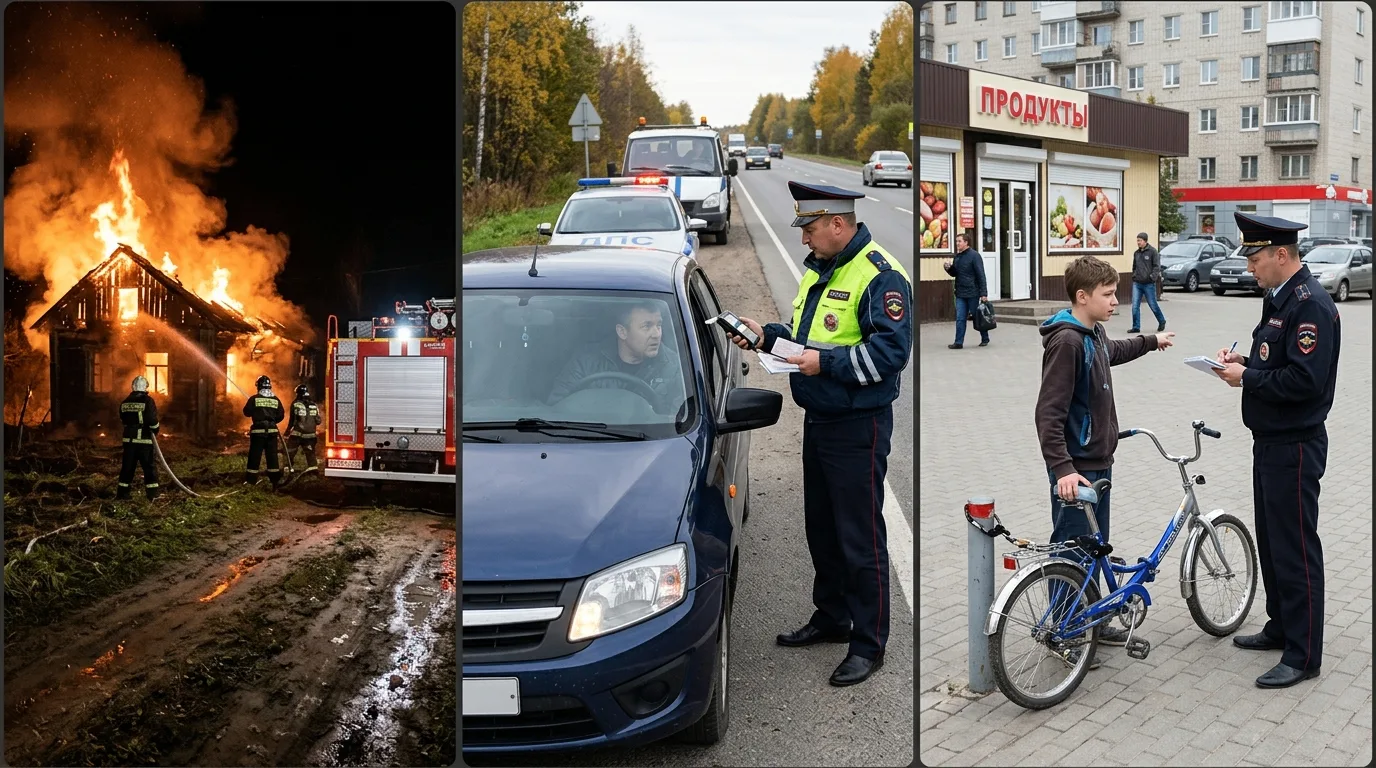 Гибель ребёнка на пожаре, конфискация авто у пьяного водителя и кража детского велосипеда