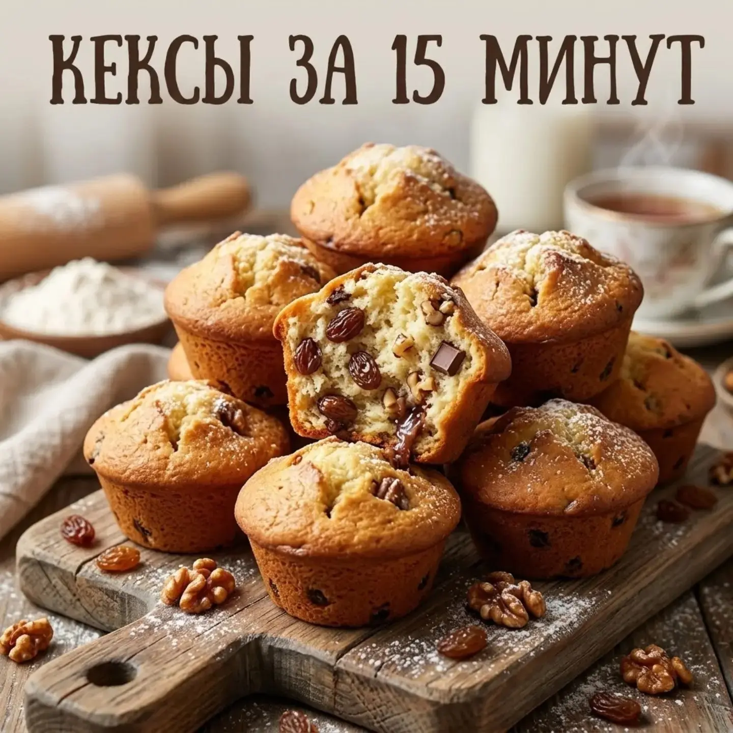 Пышные домашние кексы за 15 минут: нежные, румяные и сочные