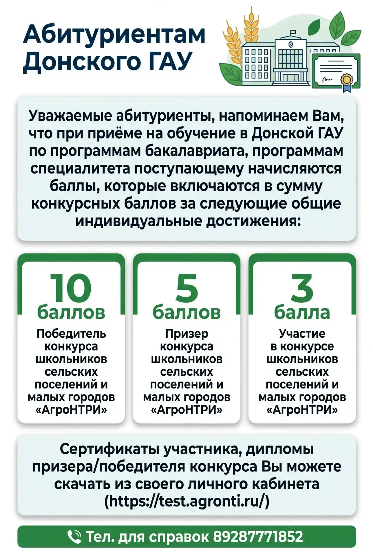 Уважаемые абитуриенты–участники АгроНТРИ, внимательно ознакомьтесь с карточкой этого по...