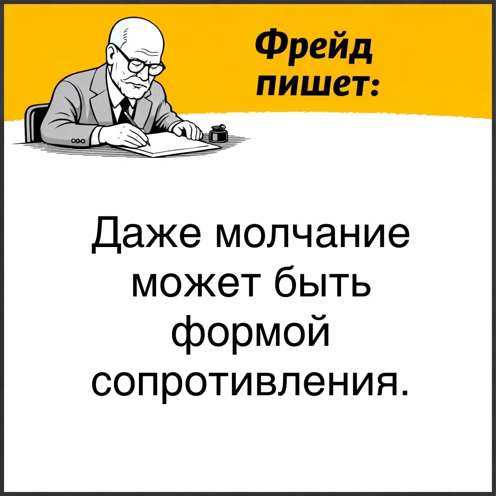 Фрейд обращал внимание на то, что сопротивление не всегда выглядит как активное избегание. Оно может