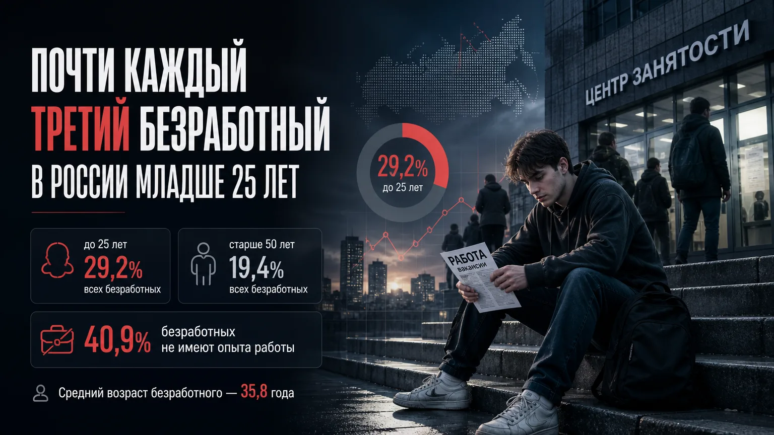📊 Почти каждый третий безработный в России младше 25 лет