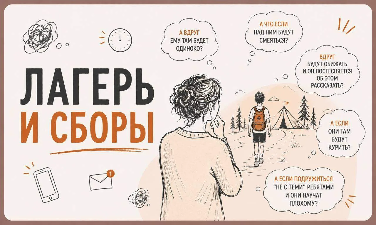 ОТПРАВИТЬ ПОДРОСТКА В ЛАГЕРЬ, НА СБОРЫ И СХОДИТЬ С УМА ОТ ТРЕВОГИ.

«А вдруг ему там будет одиноко?»
