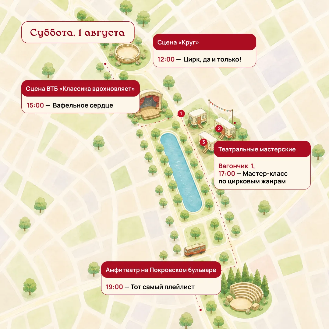 🗓️ Гид по Чистопрудному театральному бульвару на субботу

Четыре события, четыре сцены, всё рядом. 