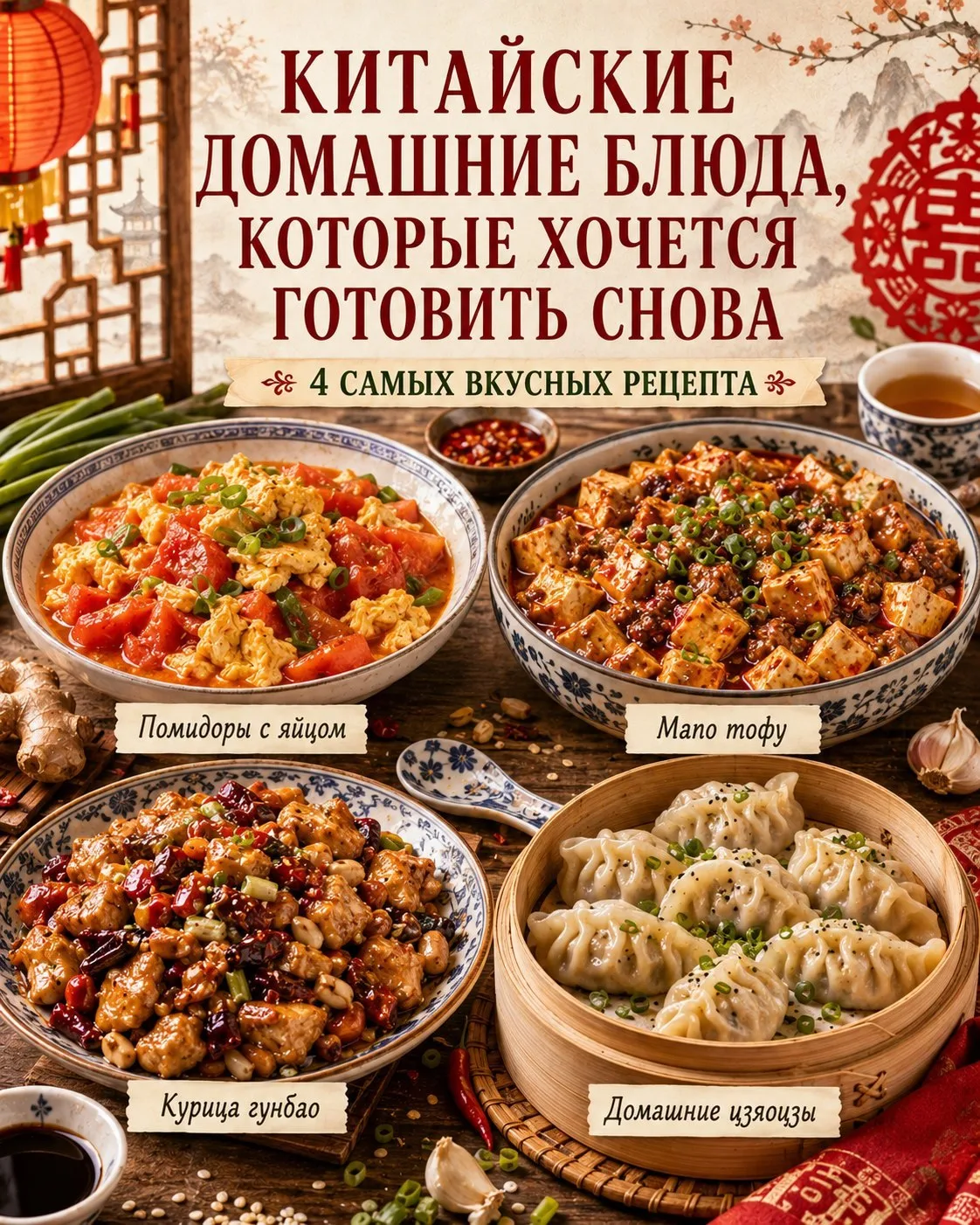 Китайские домашние блюда 🥢✨

Уютная подборка, будто маленькое путешествие на домашнюю китайскую кух