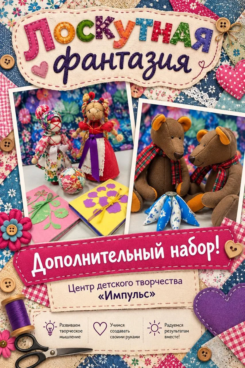 🧵 Открыт дополнительный набор в объединение «Лоскутная фантазия»!