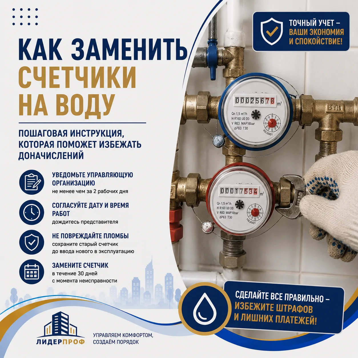 📍 Как заменить счетчик воды без лишних доначислений