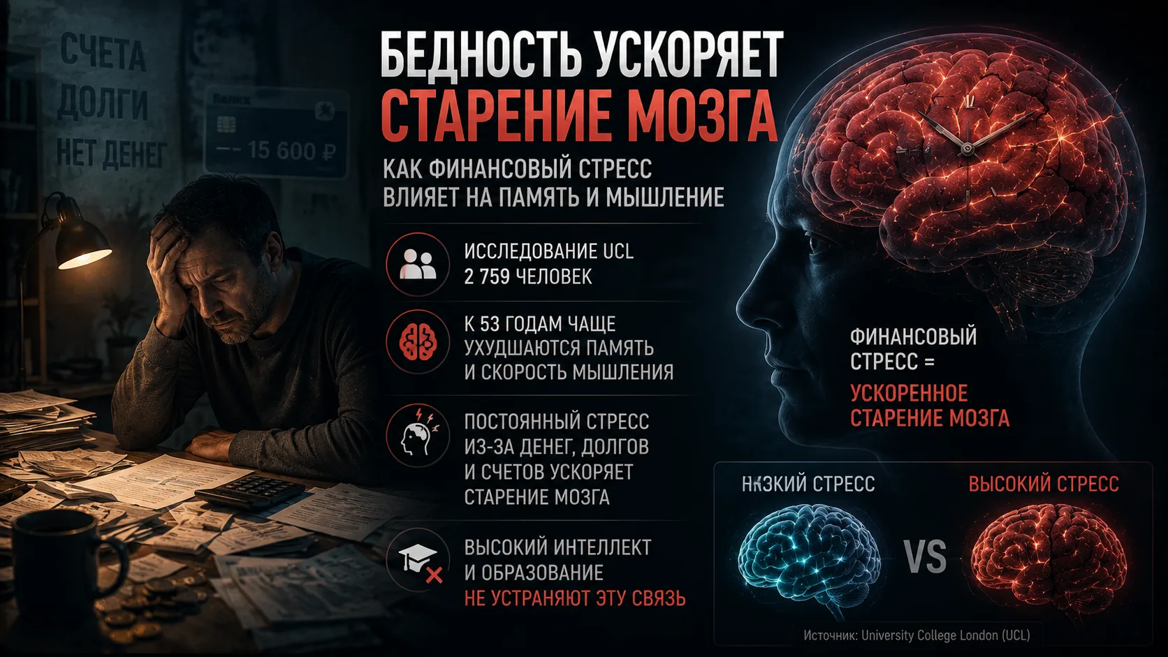 🧠 Бедность может ускорять старение мозга

Учёные Университетского колледжа Лондона выяснили, что у 