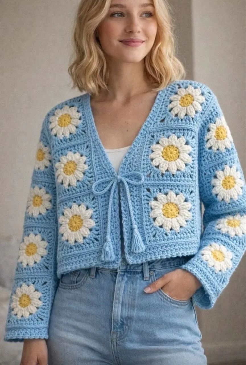 Кардиган с ромашками🌼🌼🌼