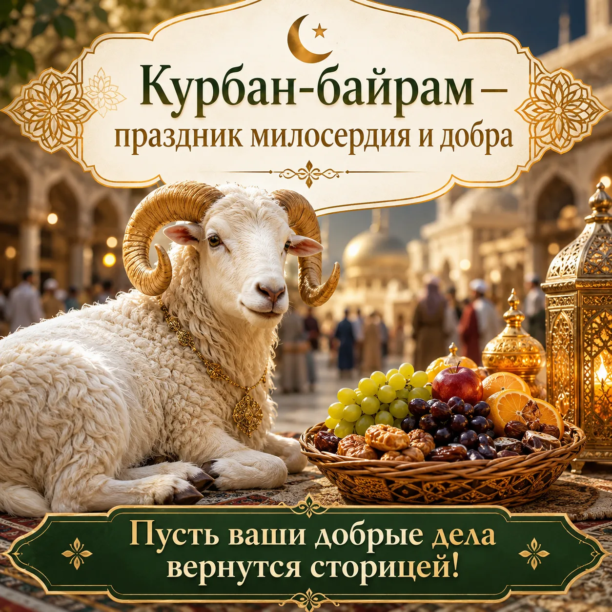 🤲 Рубрика «Открытка дня»: с праздником Курбан-байрам!  Поздравляем всех мусульман с окончанием хаджа