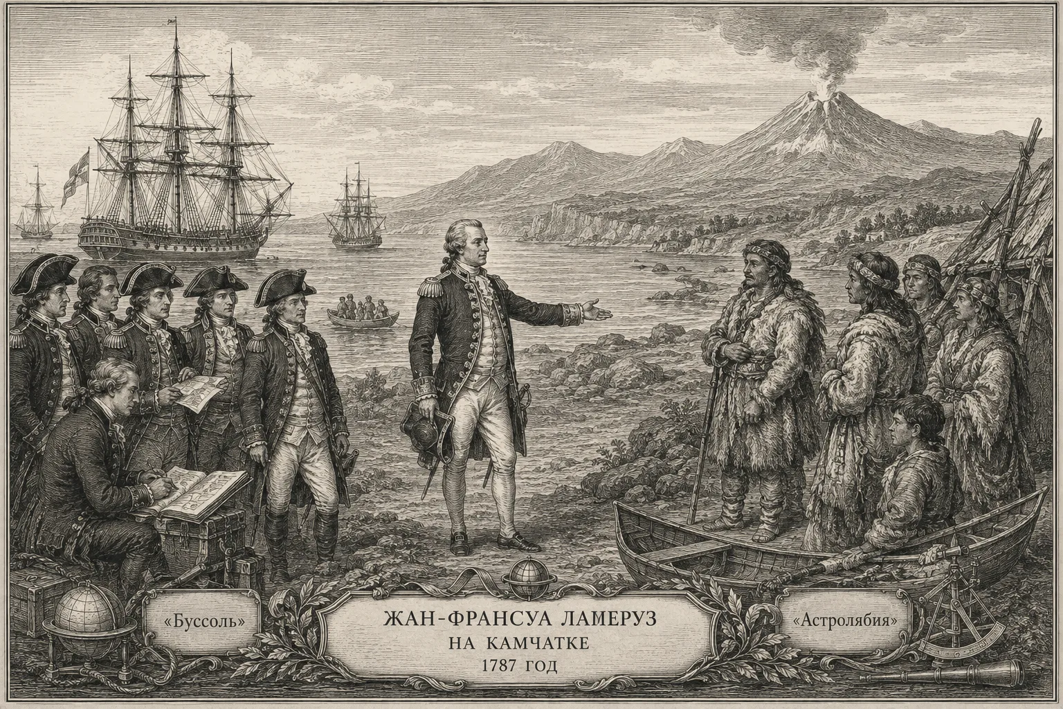 🗺️ 25 августа 1787 года. Петропавловск встречает французских мореплавателей!