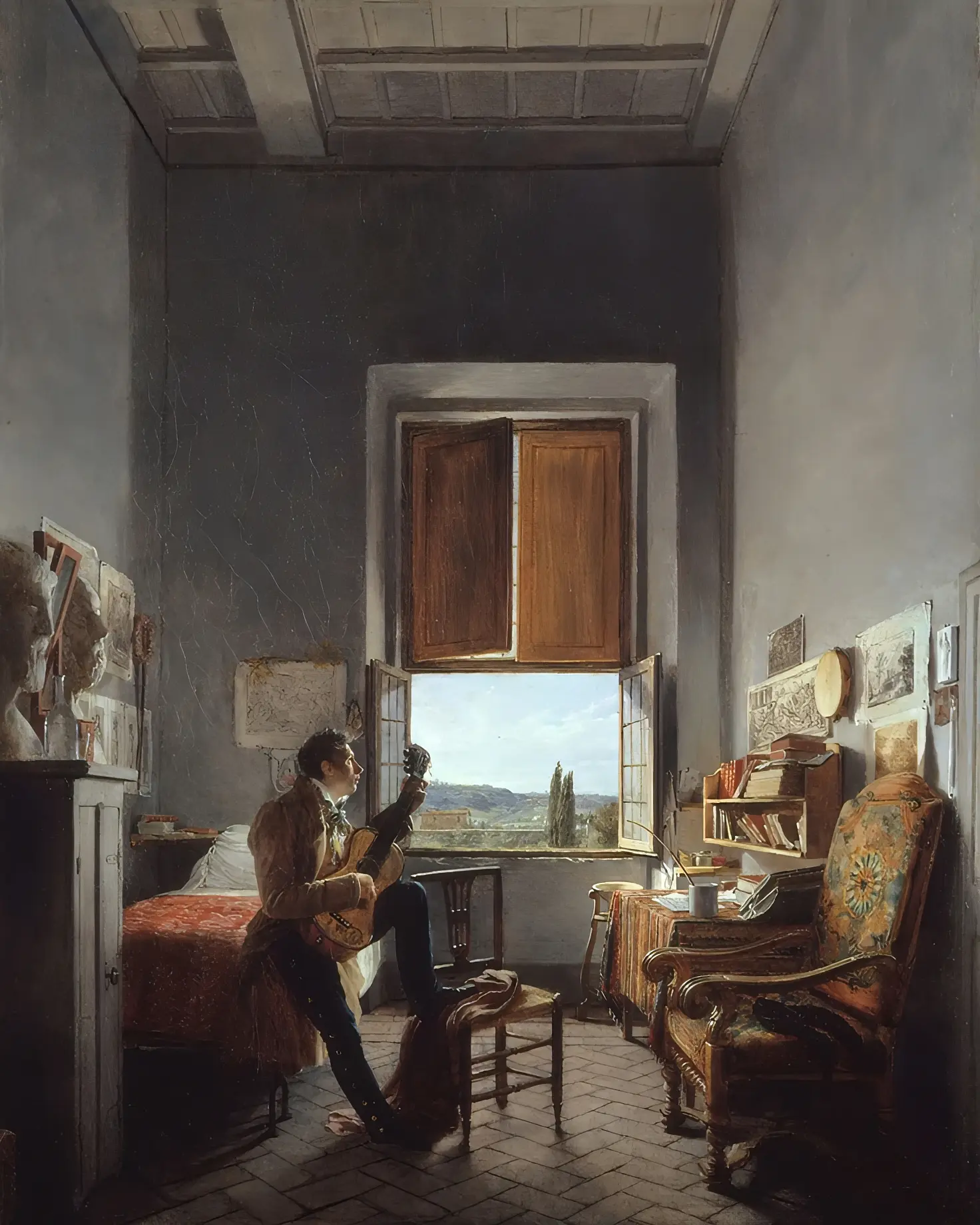 Леон Пальер в своей комнате на вилле Медичи, Рим, 1817