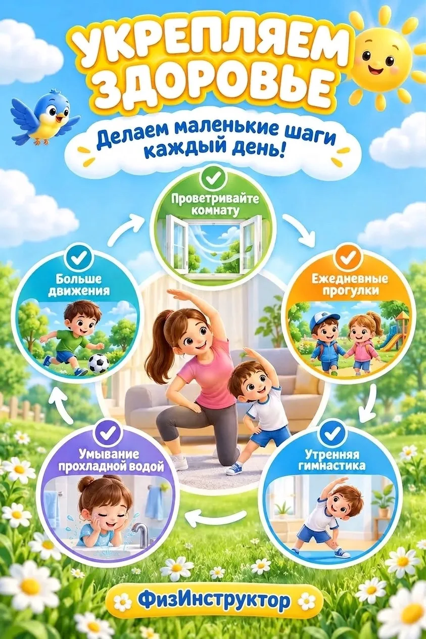 📝 Консультация для родителей: «Укрепляем здоровье: делаем маленькие шаги каждый день!»