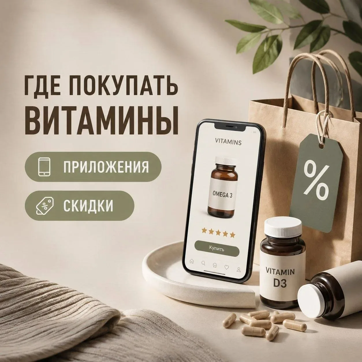 🍀ГДЕ ПОКУПАТЬ ВИТАМИНЫ, ПРИЛОЖЕНИЯ, СКИДКИ