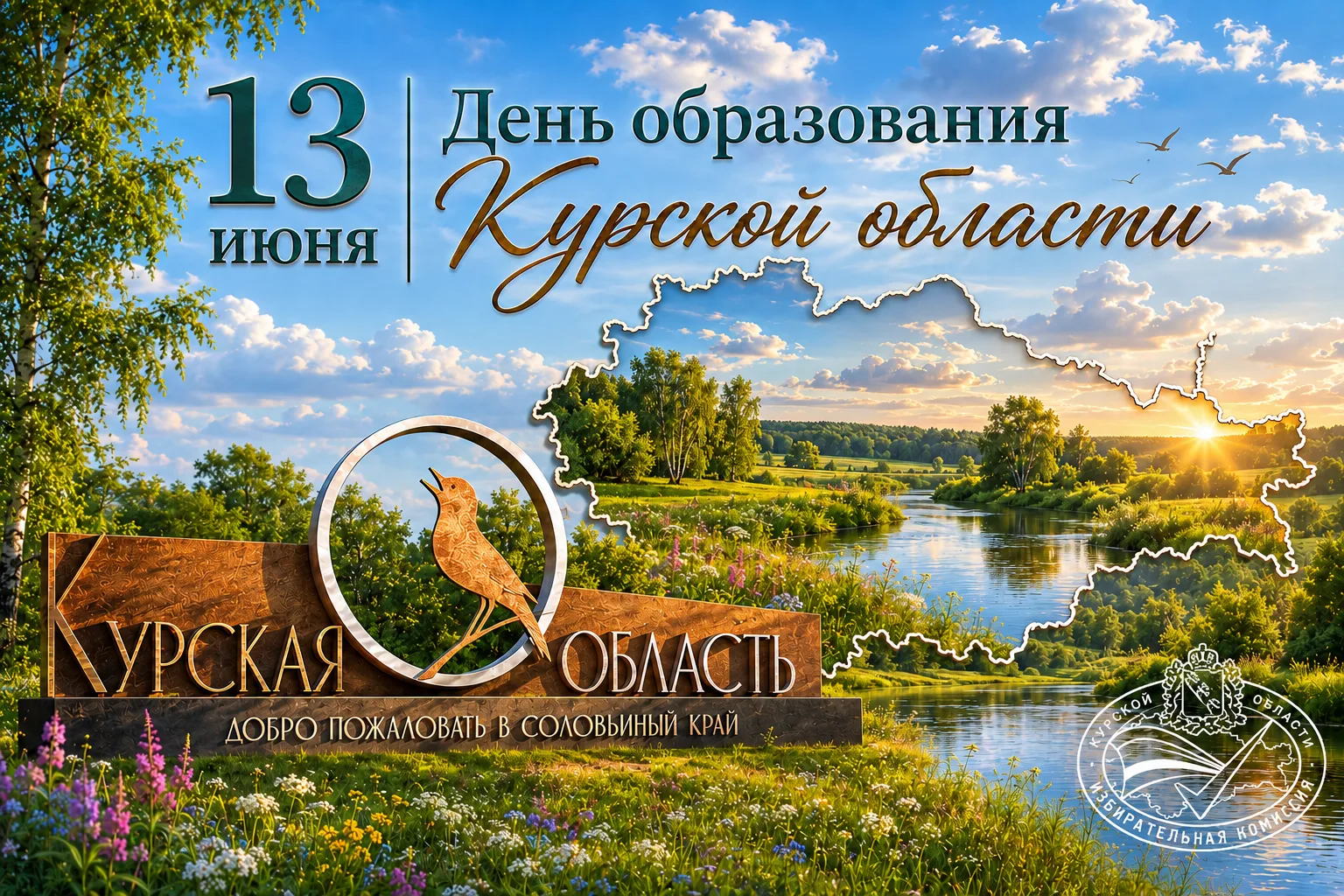🎉 Уважаемые жители Курской области!

Поздравляем вас с Днём рождения нашего родного соловьиного кра