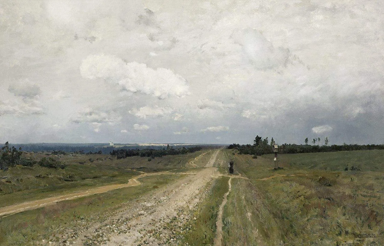 Владимирка, 1892, 83x127
Исаак Левитан (1860-1900)
ГТГ

По Владимирке раньше гнали ссыльных в Сибирь