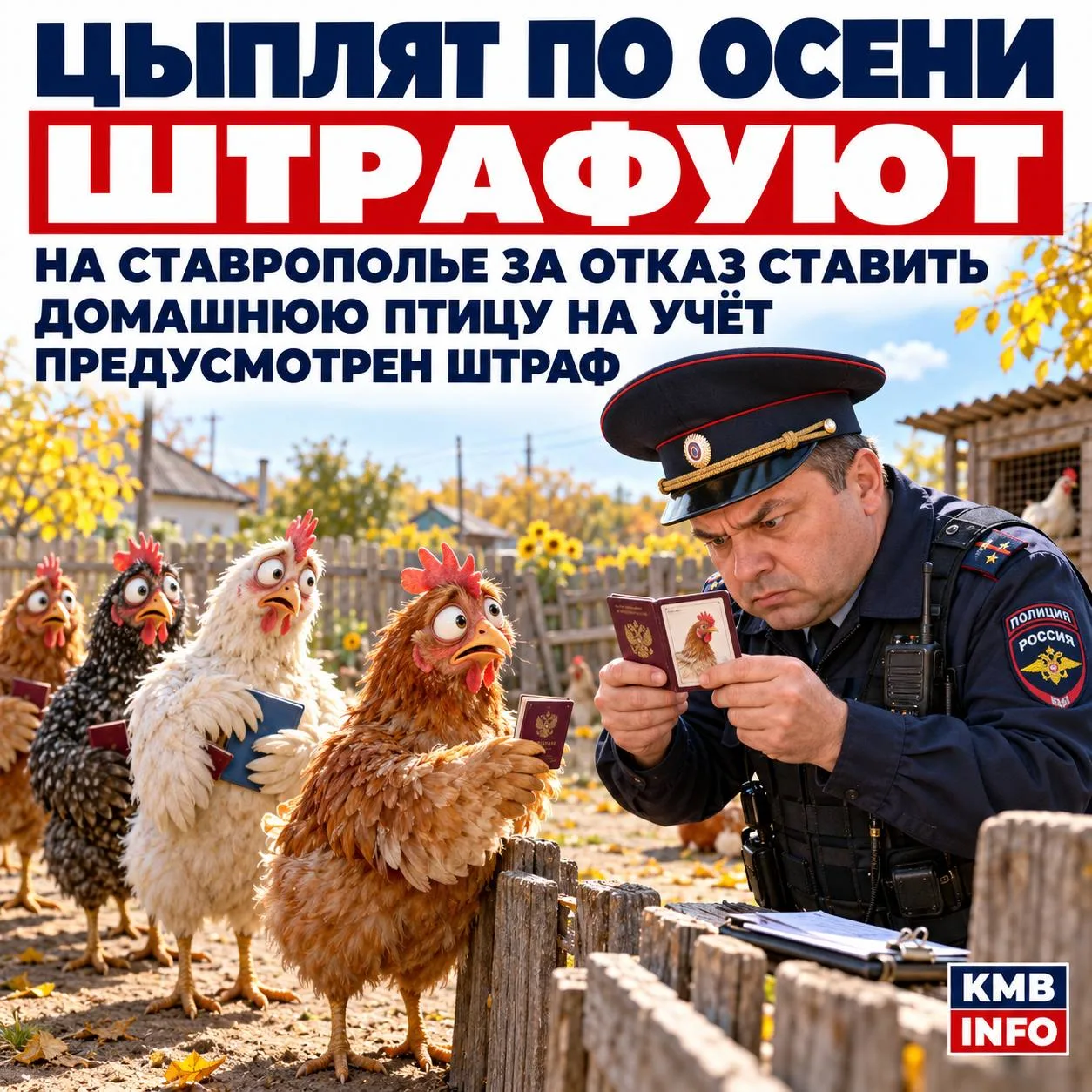 → Цыплят по осени штрафуют: на Ставрополье за отказ ставить домашнюю птицу на учёт гроз...