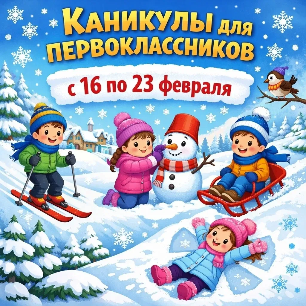 ❄️ С 16 ПО 23 ФЕВРАЛЯ У НАШИХ ПЕРВОКЛАССНИКОВ ДОПОЛНИТЕЛЬНЫЕ КАНИКУЛЫ! ❄️