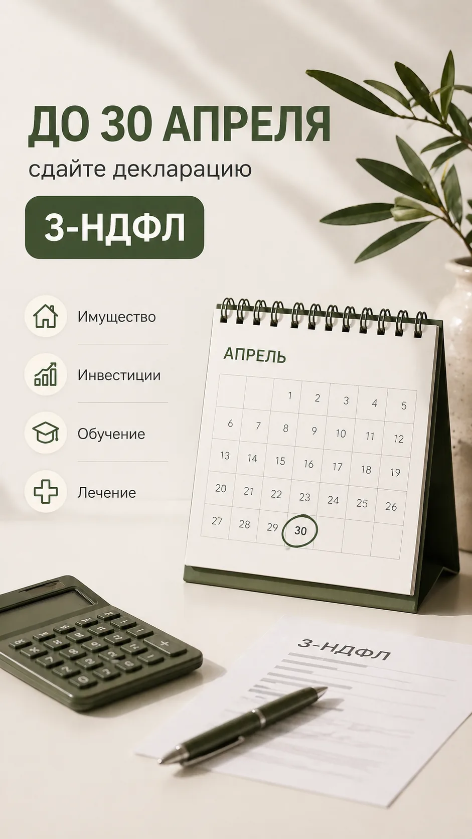 ⚠️ До 30 апреля — важный дедлайн

Если у вас были:
— сделки с недвижимостью
— доходы от инвестиций
—