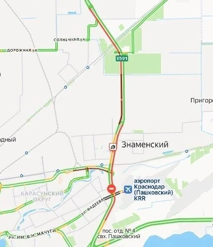 Заторы протяженностью 13 км существенно затруднили движение по Восточному обходу Краснодара.

В напр