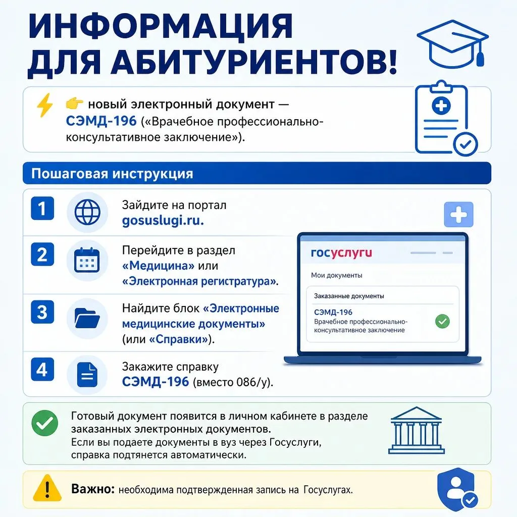 Документы для поступления: