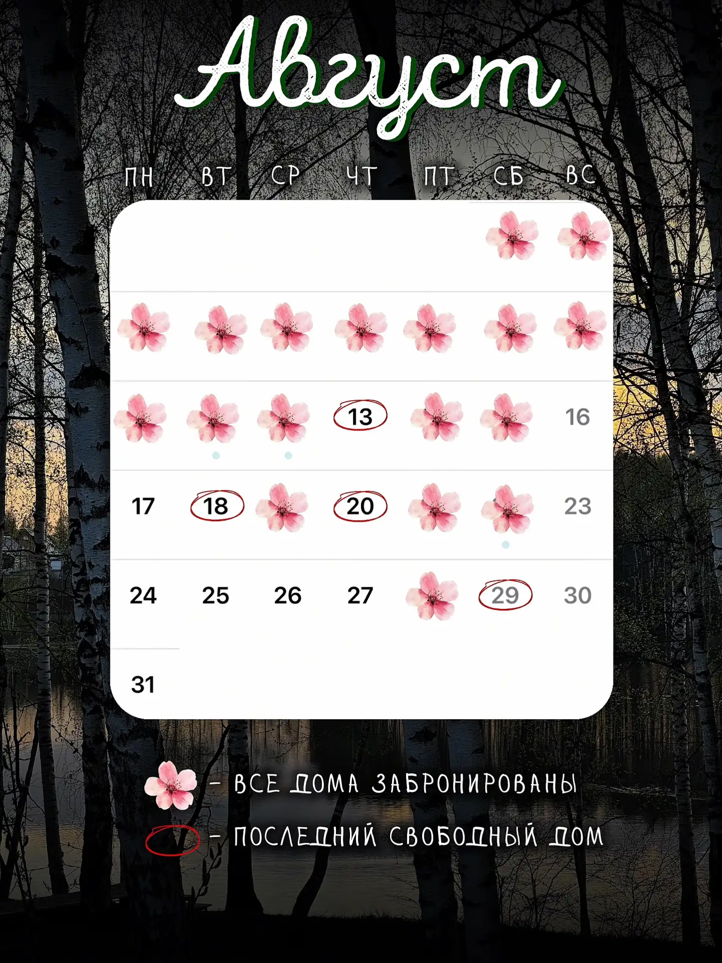 Делимся свободными домами на август🌲