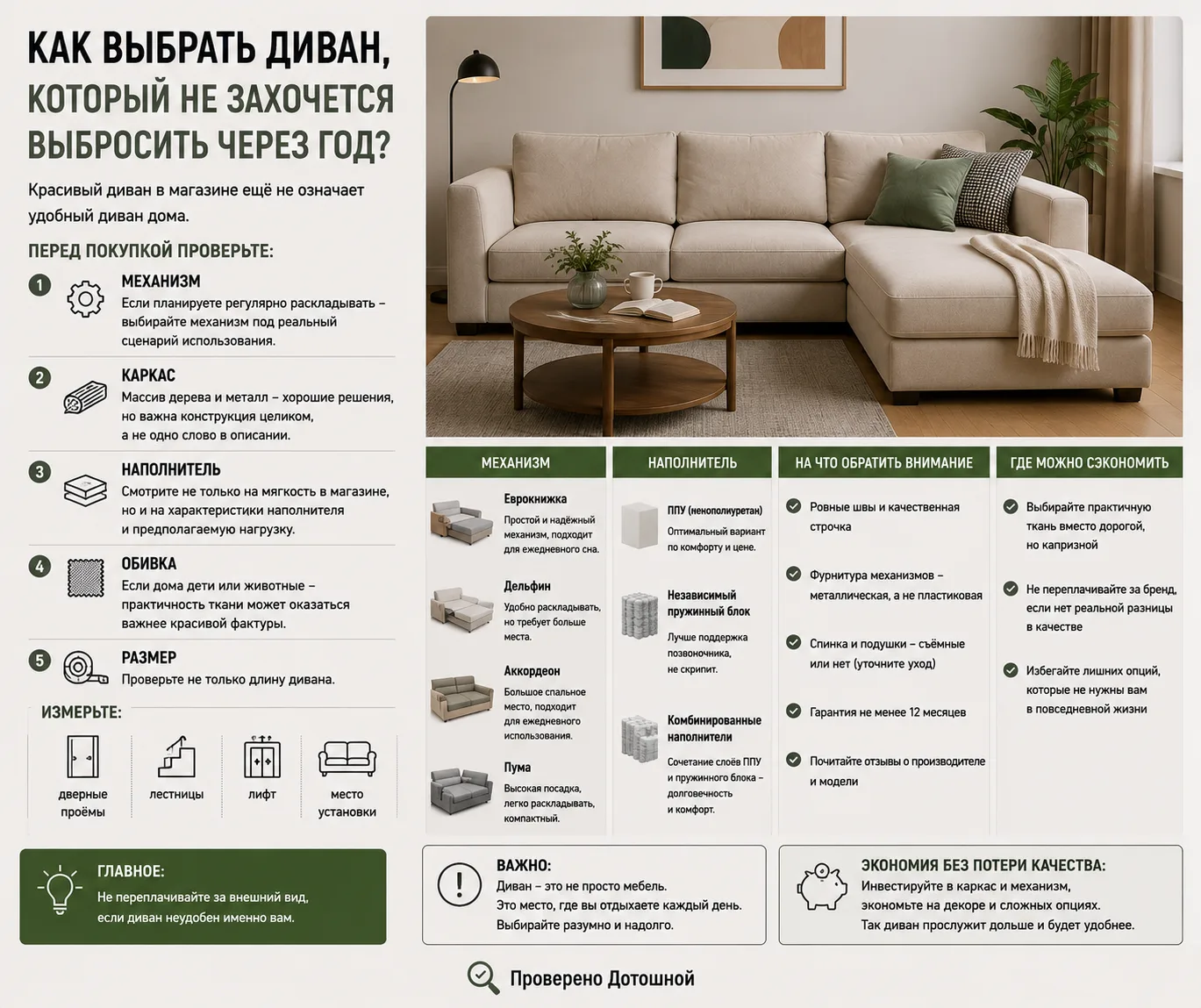 КАК ВЫБРАТЬ ДИВАН, КОТОРЫЙ НЕ ЗАХОЧЕТСЯ ВЫБРОСИТЬ ЧЕРЕЗ ГОД?