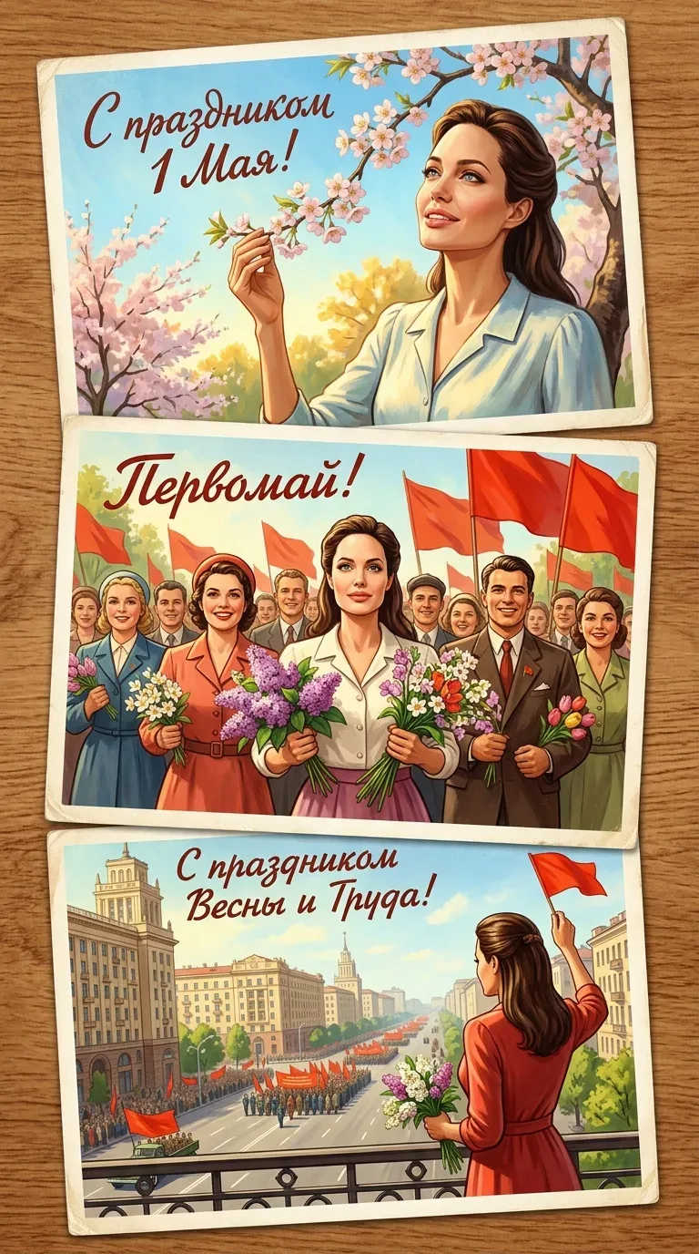 ‼️ РАССЕКРЕЧЕНО: Анджелина Джоли на первомайской демонстрации в Москве!