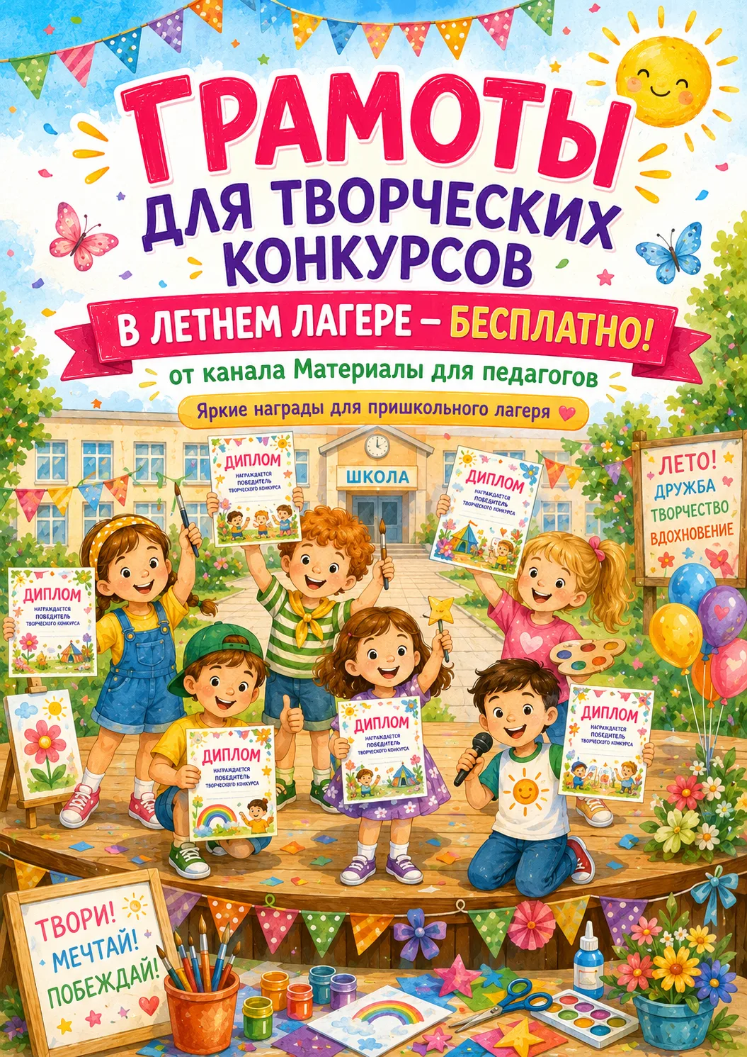 Грамоты на творческие конкурсы в летнем лагере!💐🎨🫟