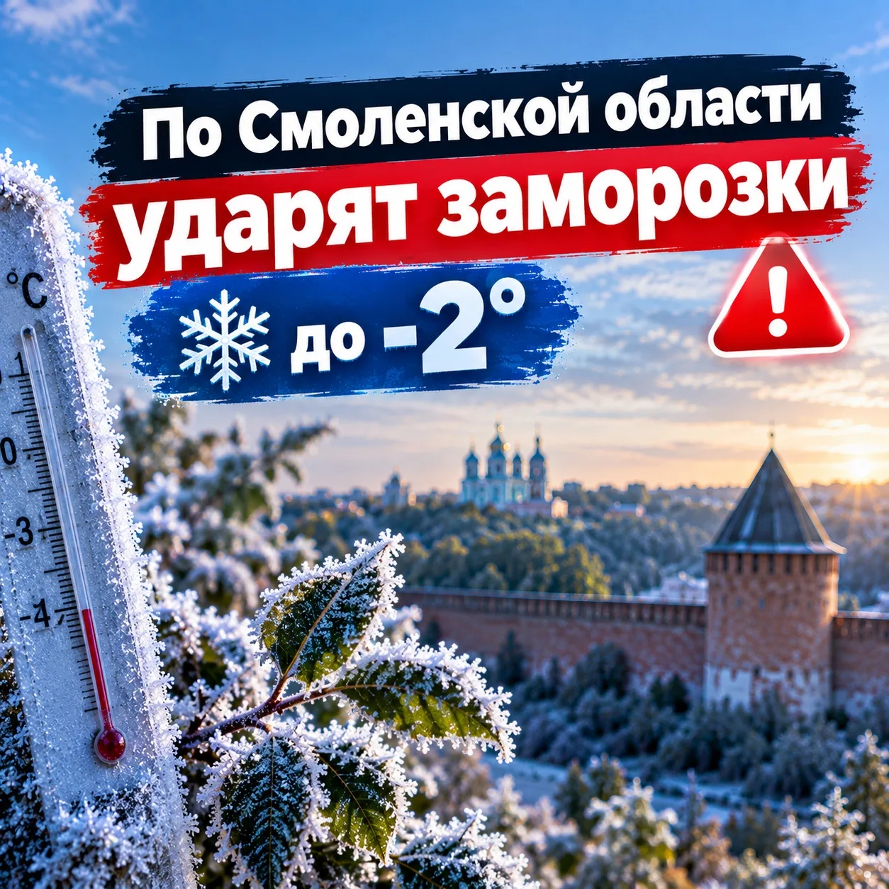 ⚡️По Смоленской области ударят заморозки до -2, предупреждает МЧС