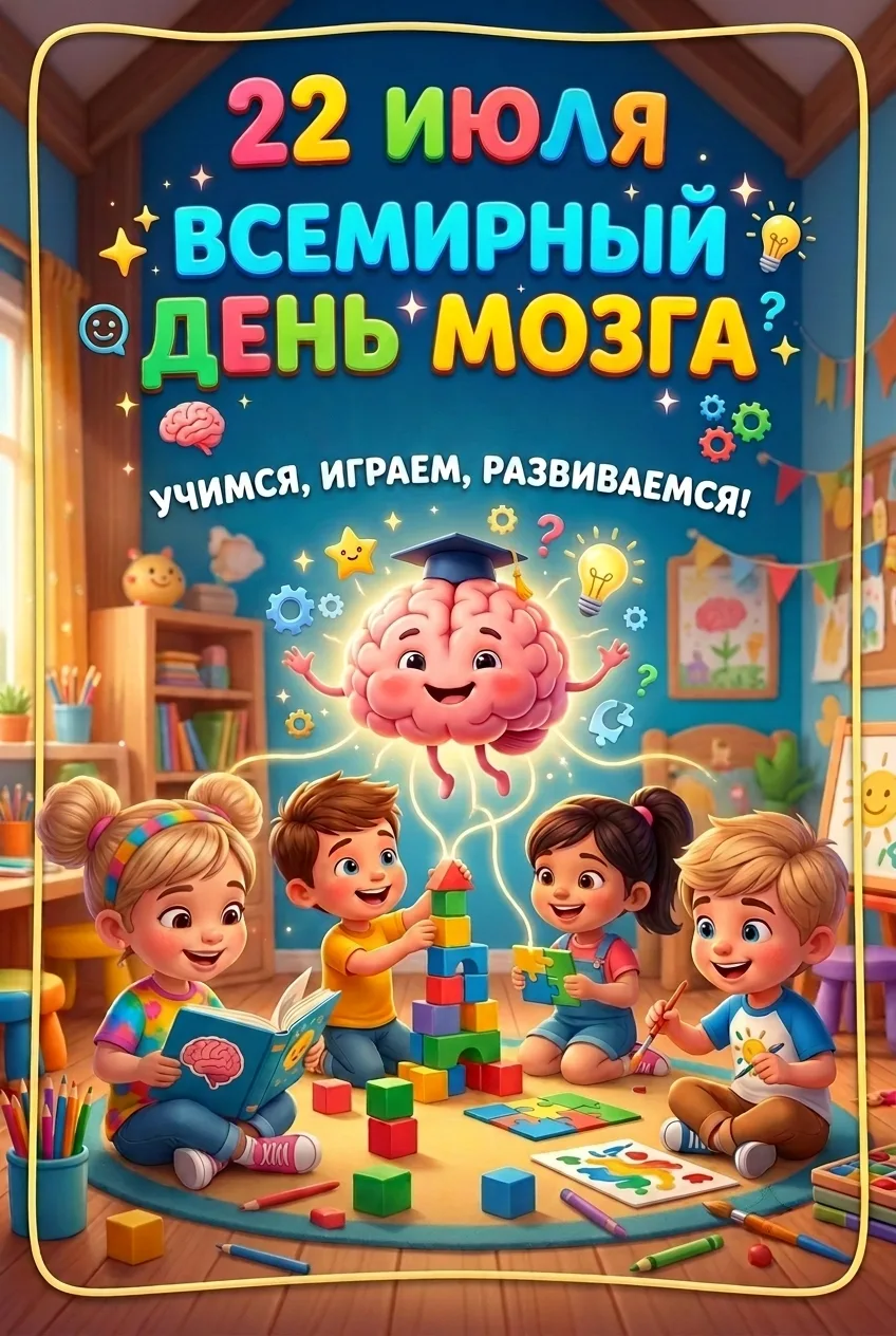 🧠 22 июля — Всемирный день мозга! 🧠 

Мозг — это настоящий суперкомпьютер, который каждый день пом