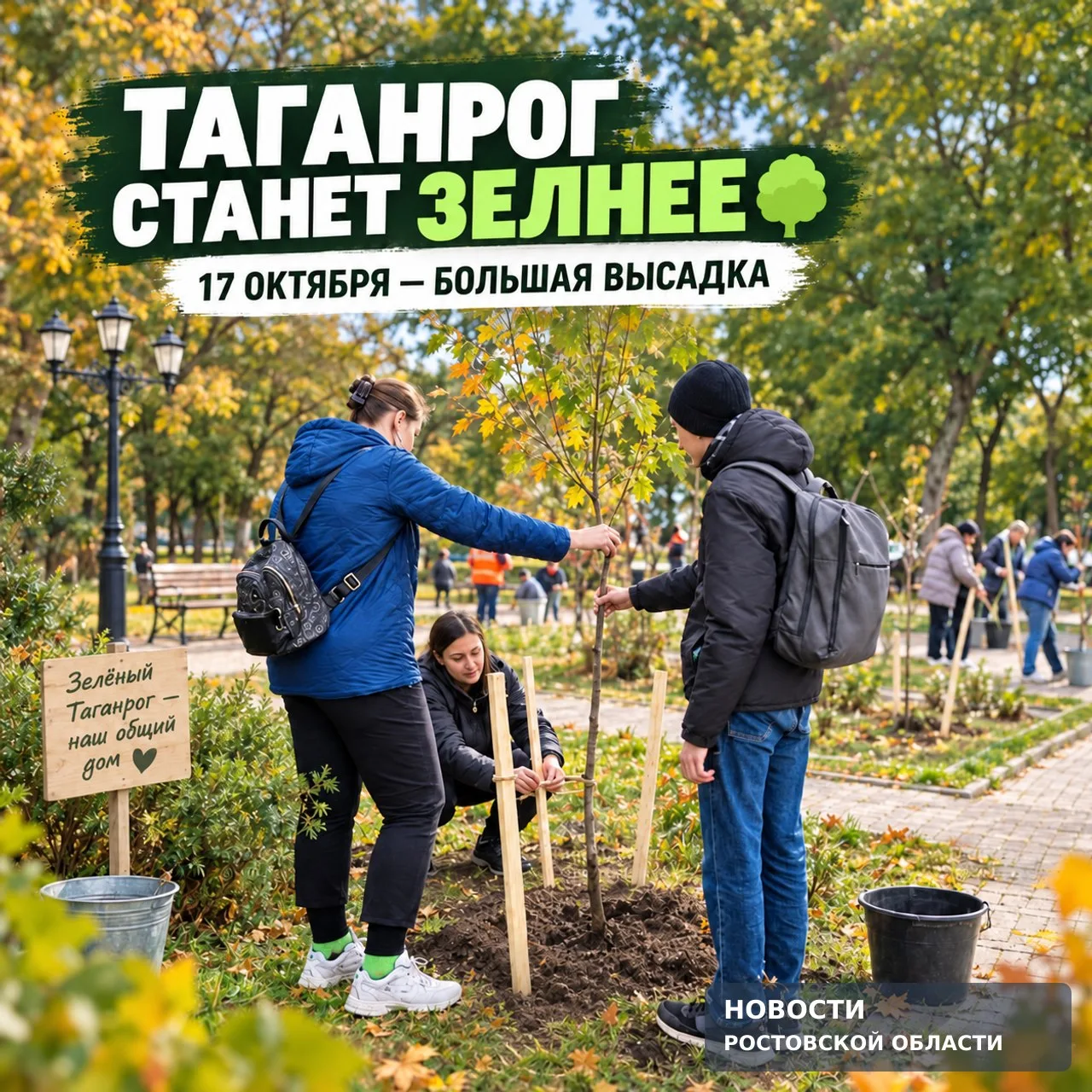 В Таганроге за один день высадят более 560 деревьев и кустарников