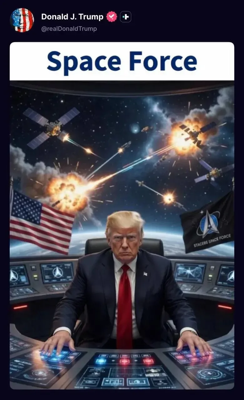 Трамп выложил в соцсети сгенерированные нейросетью фото: он заковывает инопланетянина в наручники и 