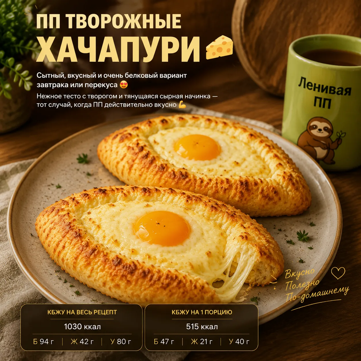 🧀 ПП творожные хачапури
