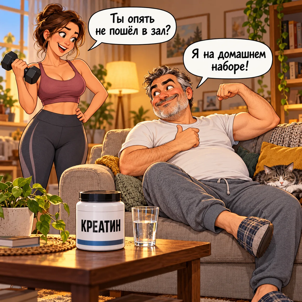 🏋️ Креатин без спортзала: 1,1 кг мышц за 12 недель