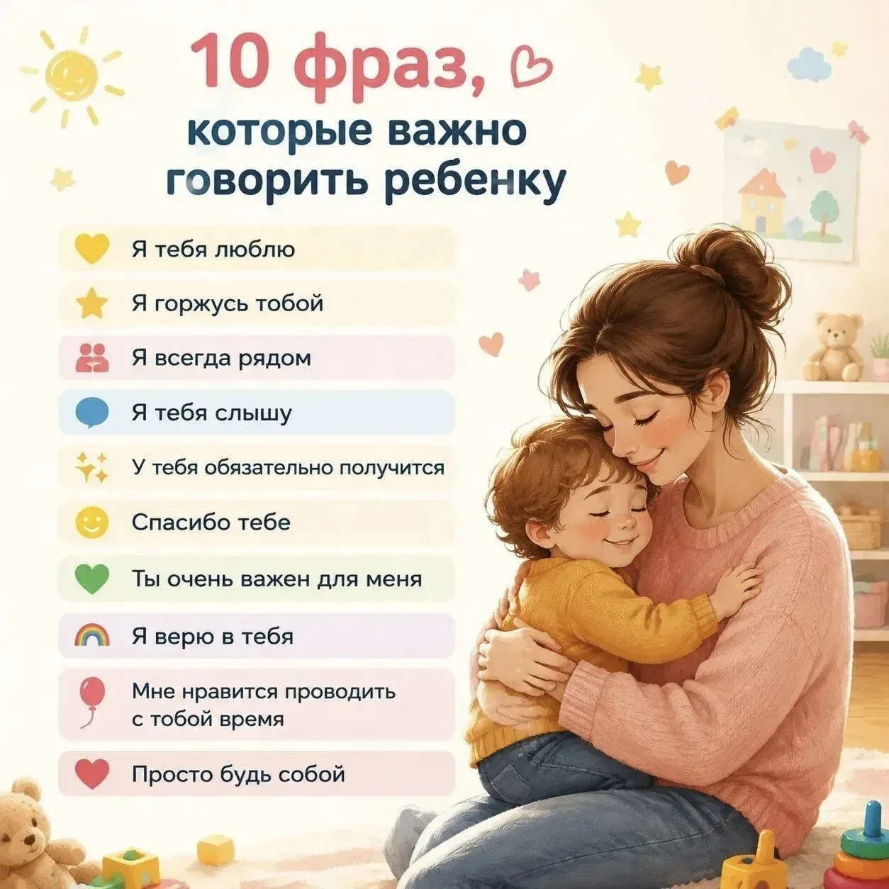 💛Слова родителей очень важны для детей!

Именно добрые слова, поддержка и внимание помогают ребёнку