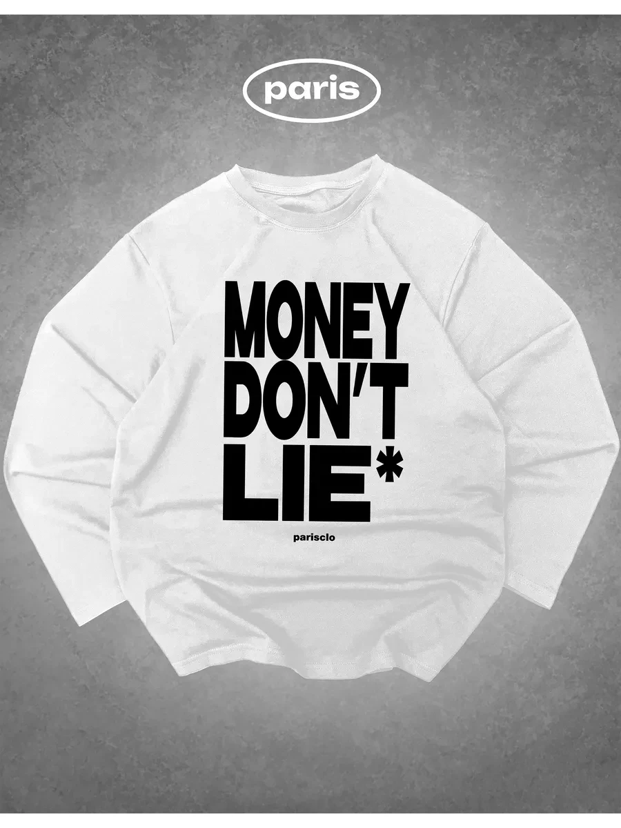 ⚡️ Лонгслив белый с принтом "money don't lie", parisclo.